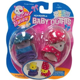 Zhu Zhu Babies Adorable Baby Outfits 2Pack Blue Butterfly Pink Polka Dot PJs