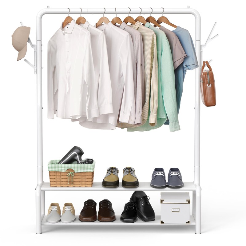 Simple Houseware 52-Inch Freestanding Closet Garment Rack with Storage Shelves