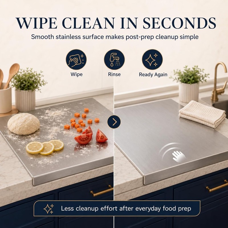 Stainless Steel Cutting Board with Lip for Kitchen，11.8×15.7in (B)