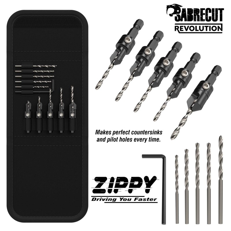 11 x SabreCut Zippy SCRKZ1 Countersink Set with Adjustable Pilot