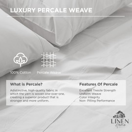 Sábana bajera de percal de 100 % algodón, 1 sábana bajera con bolsillos profundos, ropa de cama fresca y resistente, 137 x 191 cm+ 38 cm, Matrimonial, plata