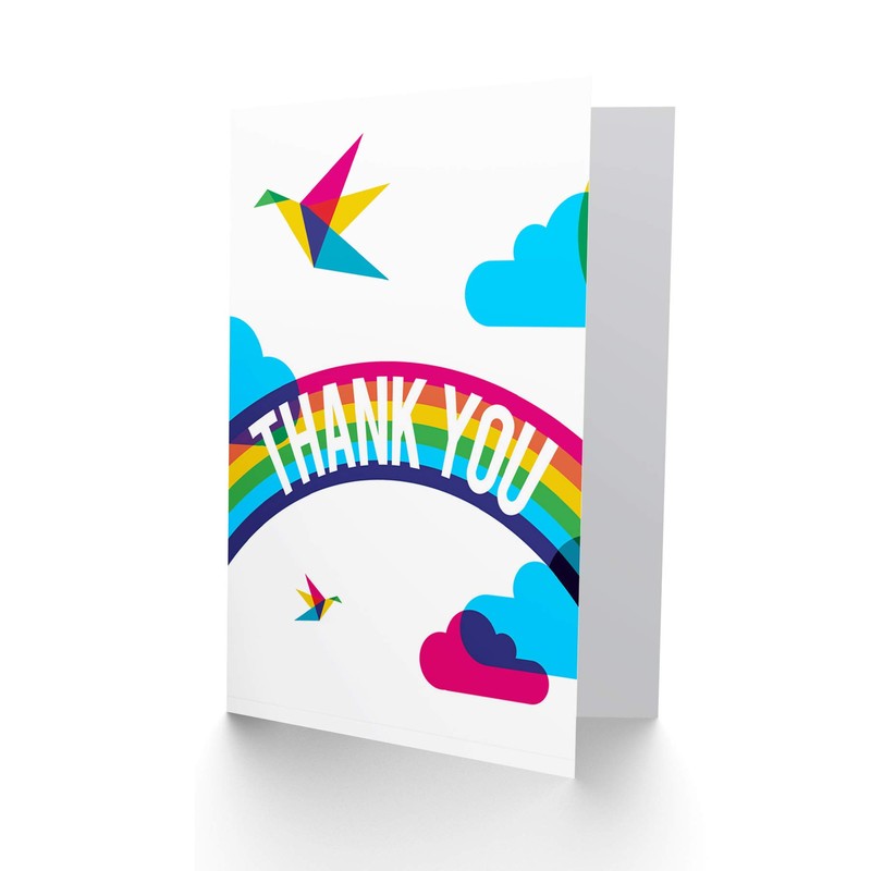 Wee Blue Coo Thank You Rainbow Origami Birds Sealed Greeting