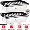 Buystarget 2X 6L Storage Boxes with Black Lids Clear Plastic