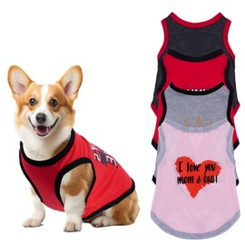 Pistha 4 Pack Dog Shirts Summer Printed Puppy Clothes Novel Sleeveless Pet T Shirts Dog Clothes for Small Medium Dogs Cats Boy(L)