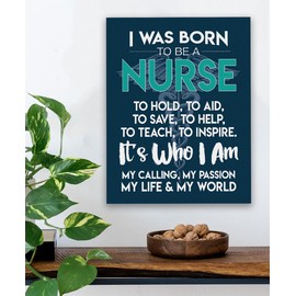 I Was Born To Be a Nurse 18x24 Stretched Canvas - Great for Nurse Office and Nursing School Decor, Inspirational Medical Display, Unique Nursing Student and Nurse Graduation Gift