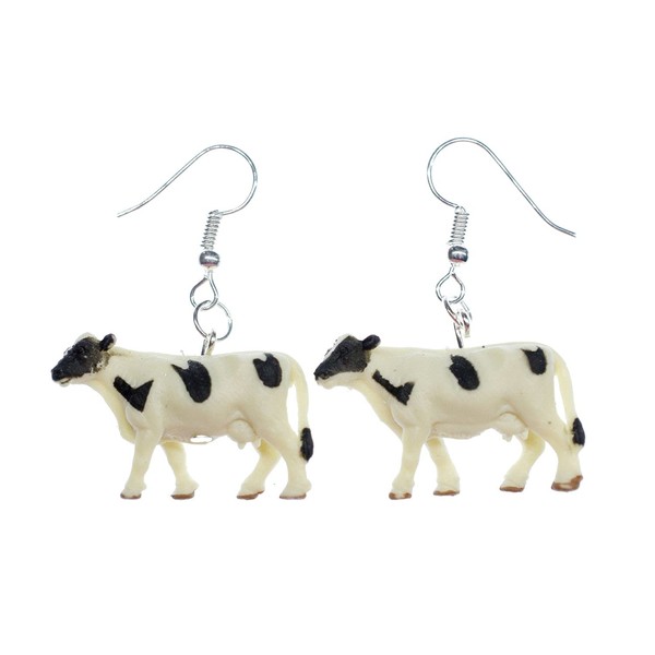 Miniblings Kühe Ohrringe Hänger Tier Farm Bauernhof Kuh 30mm Gummi