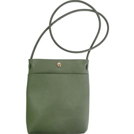 Women's Flat Shoulder Bag, Fashionable Faux Leather, Simple Design, Shoulder Bag, Crossbody Bag, Pochette, Green, H 6.7 x W 8.7 inches (17 x 22 cm)