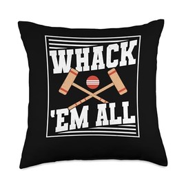 Croquet Designs Precision Sport Croquet Player Whack Em All Croquet Player Lawn Game Throw Pillow, 18x18, Multicolor