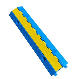 F COME 1 Pack Blue Rubber Cable Ramp Hose Cable Protector Ramp 2 Channel 22000Lbs Load Capacity Traffic Speed Bump Wires Power Lines Extension Cord Cover for Indoor Outdoor (B2XC06-1)…