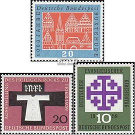 Prophila Collection BRD (BR.Deutschland) 312,313,314 (complete output) 1959 Buxtehude, Rock, Church Day (Stamps for Collectors) Christianity