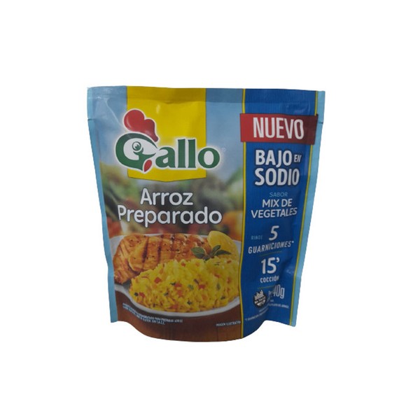 Gallo Arroz Prepared Rice Mix of Vagetales Low in Sodium Ideal to Accompany Chicken & Meats Arroz Preparado Mix de Vegetales, 240 g / 8.46 lb