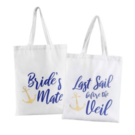 Nautical Bachelorette Party Canvas Bags | 12 Pack | Last Sail Before the Veil Bachelorette Party Supplies | Nautical Bachelorette Party Decorations