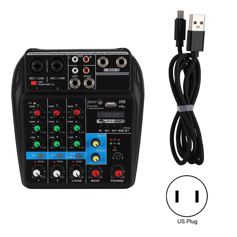 Mini USB Bluetooth Sound Card 4-channel Mixer for Household Stage