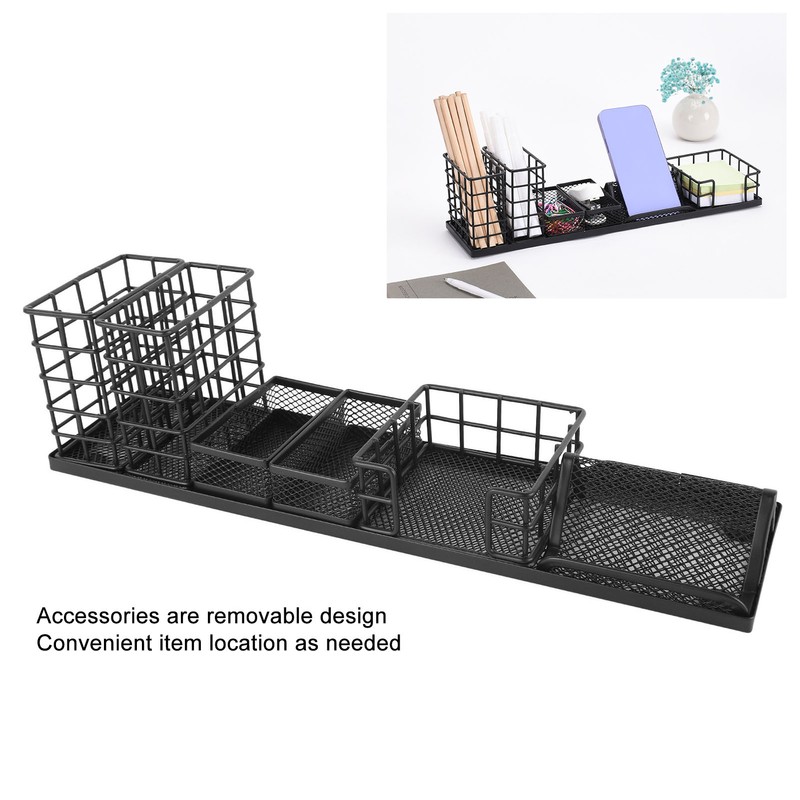 7pcs Mesh Desk Organizer Multi Functional Phone Holder Paperclip Storage
