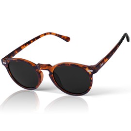 AUYAO Sonnenbrille Herren, Retro UV 400 Unisex Sportbrille Sunglasse, Runden HD-Schützende Polarisierte Sonnenbrille für Autofahre, Outdoor Sportarten und Geschäftsreisen(C6-Leopardgraues Linse)