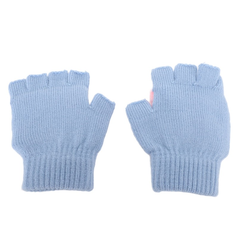 1 Pair Winter Knitted Fingerless Gloves Double Sided Heating USB