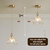 Mini Vintage Crystal Pendant Light - Brass Gold Clear Glass,