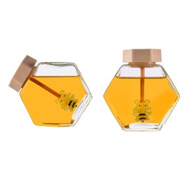 Honey Jar with Dipper and Lid Cute Honey Pot for Storing Honey and Syrup Glass Honey Containers for Home Kitchen