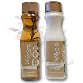 Milagros Champú y Acondicionador Herbal - Romero, Jengibre y Arroz 100% natural | Combate la caída del cabello y promueve su crecimiento.