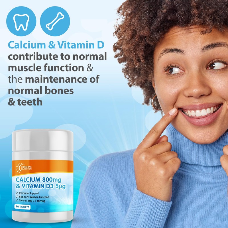 Calcium 800mg and Vitamin D3 5μg per Serving /90 Tablets