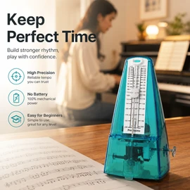 Mechanical Metronome for Music Practice – Wind-Up Rhythm Trainer for Piano, Guitar, Violin, Bass & Drums