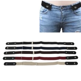 5 Cinturones Elásticos sin Hebilla, Cinturón Elástico Unisex sin Hebilla, Cinturón Ajustable para Pantalones Vaqueros Faldas con 5 Colores