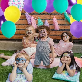 Purple Teal Blue Hot Pink and Yellow Balloons,60 12-Inch Yellow Hot Pink Metallic Purple and Teal Blue Confetti Balloons for Boys Girls Birthday Party Decorations,Baby Shower,Graduation Party Supplies