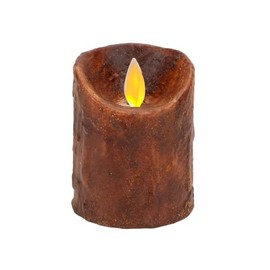 100 North Raggedy Junction Decorative Primitive Décor 2 x 3 Inch Hand Dipped Wax Moving Flickering Flameless Candle, Brown