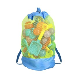 Large Mesh Beach Bag, Heavy Duty, Sand, Drawstring, Beach Backpack, Swimming and Pool Toys, Balls, Storage Bags, Packs of Sand and Water Organiser for (Blue, One Size)