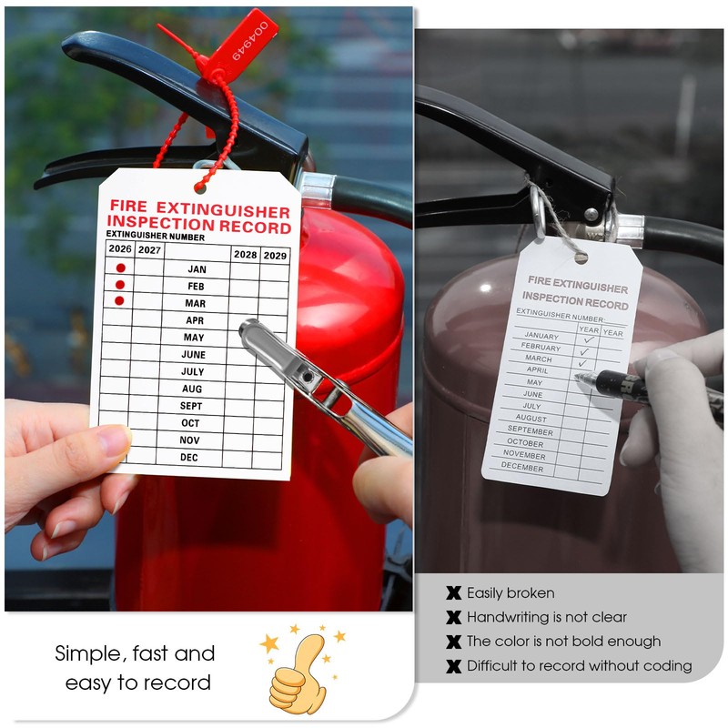 Chunful 101 Pieces Monthly Fire Extinguisher Inspection Tags 2026 to