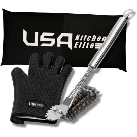 USA Kitchen Elite The Rolls Royce of Grill Brushes Stainless Steel BBQ Durable Double Scraper