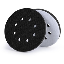 POTUINOM 5 Inch 8 Holes Foam Sanding Pads 2 Pack Interface Pad Hook and Loop Sponge Cushion Buffer Backing Pad for Orbital Sander