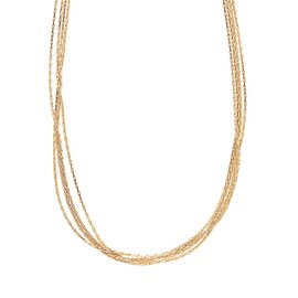 Stylish 4 Layers 14K Gold Plated Gold Tone or White Gold Tone Choker Chain Necklace - Fashionable Multi-Strand Necklace for Women (Gold Plated)