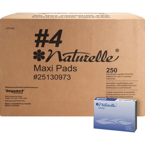 Impact Products 25130973 Naturelle Maxi Pads, 4 for Vending Machines, 250 Individually Wrapped/Carton