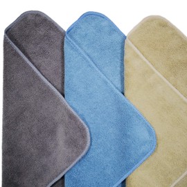 POLYTE Professional Microfiber Cleaning Cloth, 14 x 14 in, Blue, Camel, Gray (12 Pack)