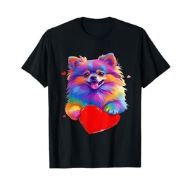Pomeranian Dog Lover - Colorful Pomeranian Heart Graphic T-Shirt