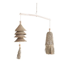 Creative Co-Op 31.5 Inches Wood and Hand-Woven Seagrass and Rattan Wall Hanging, Natural