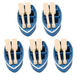EXCEART 5 Sets Wooden Sailing Boat Miniature Boat Paddle Figure Model Sea Beach Decoration Figure Ornament for Moss Succulents Terrarium Dollhouse Fairy Garden Decoration Blue