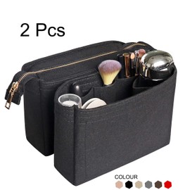 Soyizom Felt Bag Organizer Insert Bag in Bag for Tote Bag with 2 Packs Fit in The Neonoe and Other Bucket Bags-Black