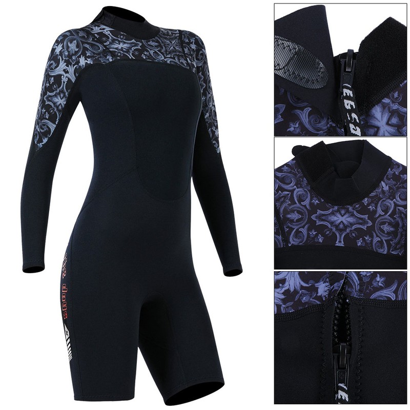 1.5MM Diving Onepiece Swimsuit Wetsuit Short Trousers for Snorkeling Surfing(Woman