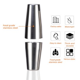 WELKOR Professional Cocktail Shaker Set with Built-in Strainer,Martini and Margarita Shaker for Home Bar, Boston Bartending Kit Gift for Beginners (700ml/24oz)