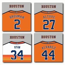 Astro Coasters for Drinks, Houstno Baseball Ceramic Coasters Set of 4, Astro Gift for Men Home Decor