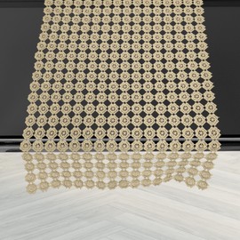 Elegant Comfort Table Runner, Dresser Scarf, Embroidery Table Decor for Inside or Outside, Luxury Crochet Tabletop, Kitchen Dining Table Runner, 16 X 72 Inch, Bronze