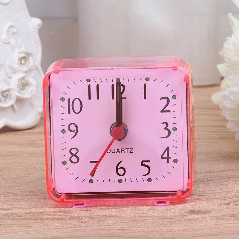 Mini Square Alarm Clock Silent Quartz Desk Table for Time