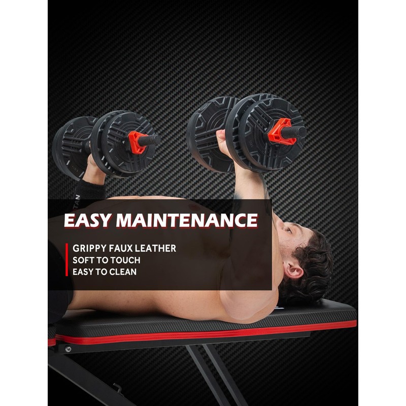 LINODI Adjustable Weight Bench for Home Gym，Foldable Incline Decline Flat