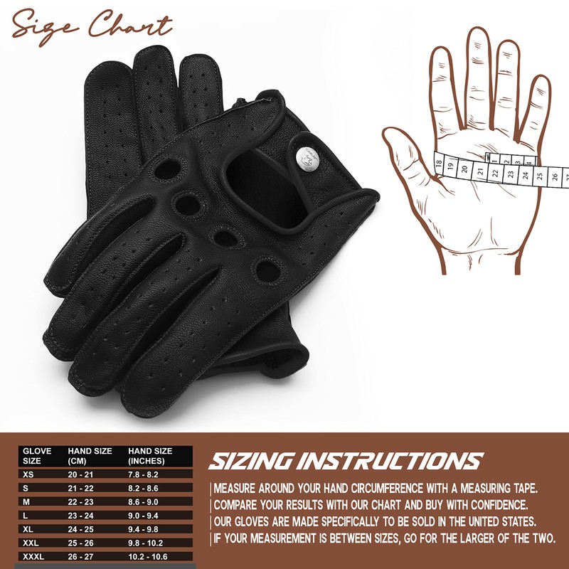 J.A.G. JAG Full Finger Leather Driving Gloves - Cowhide Motorcycle