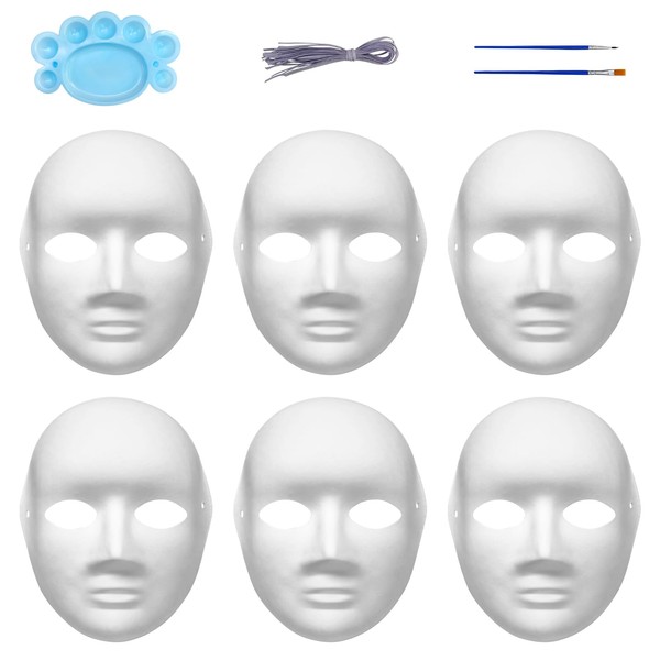 Qavctw 6PCS Female Masks Paper Mache Mask Paper Masks for