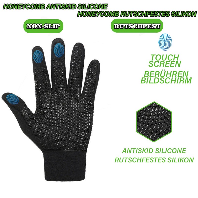 YNR Equestrian Winter Thermal Horse Riding Gloves Synthetic Leather Black
