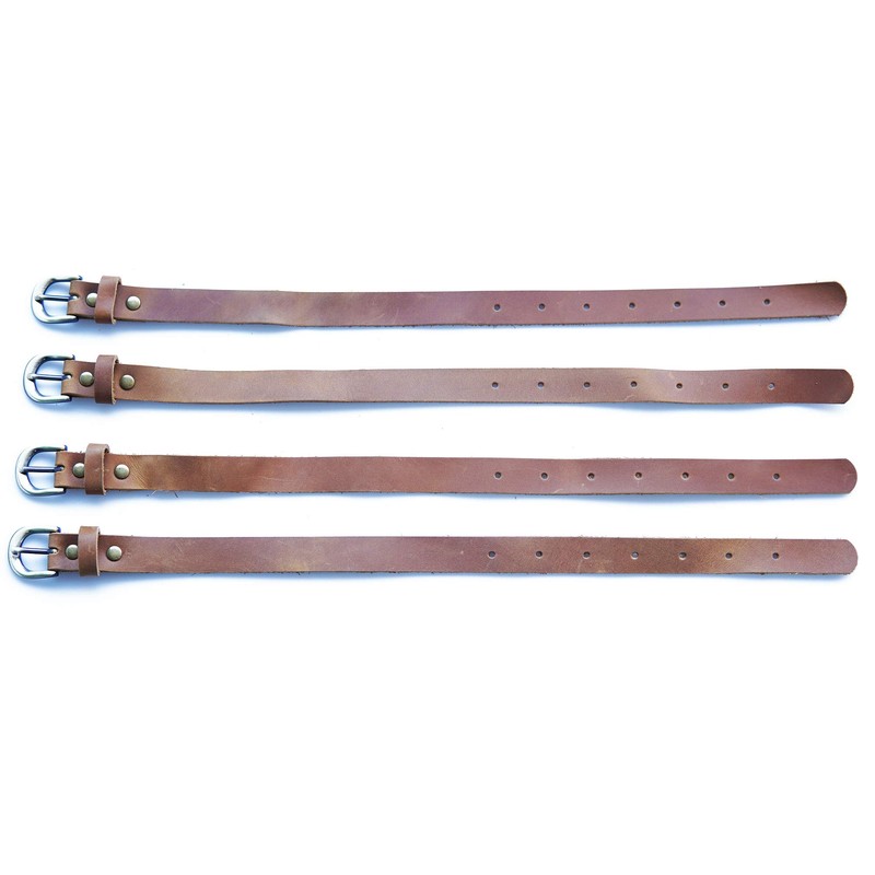 Genuine Leather Straps (4 Pack),Leather Cinch Straps, Multipurpose Quality Hook
