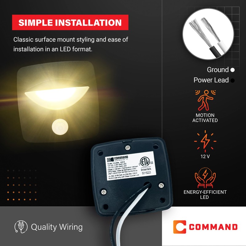 Command Electronics 12V LED Motion Activated Step Light – Surface